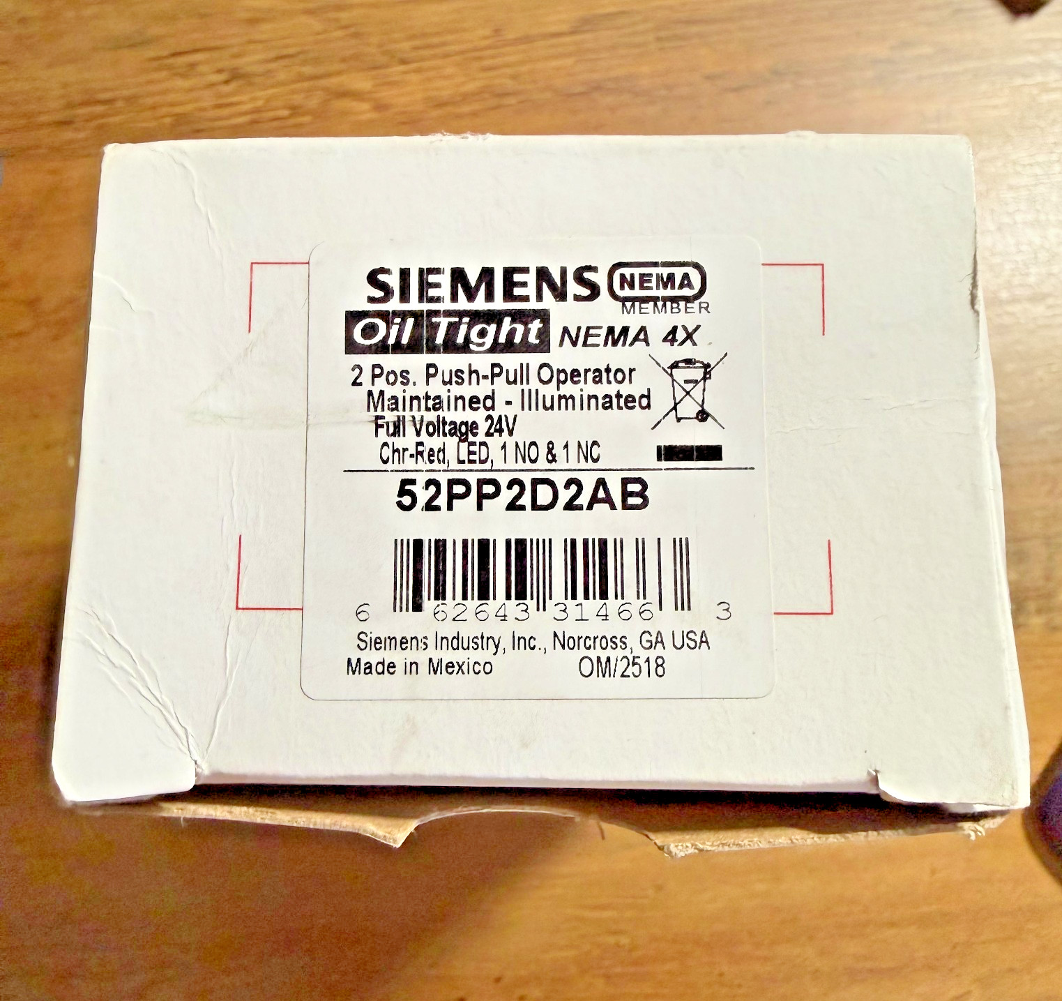Siemens 52PP2D2AB Illuminated Push-Pull Switch