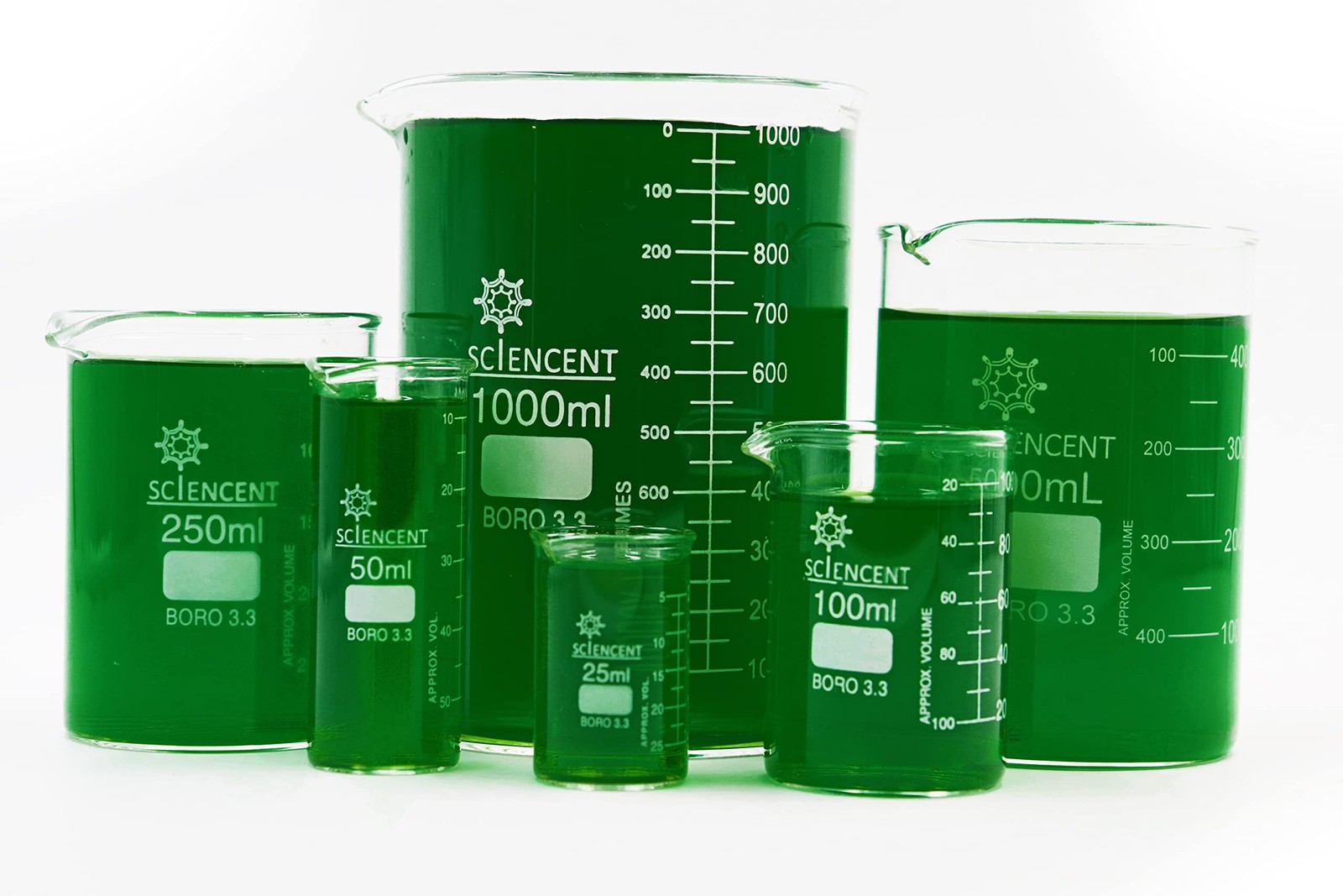 Set of 6 Laboratory Glassware Science Lab Chemistry Beaker 50/100/250/500/1000ml