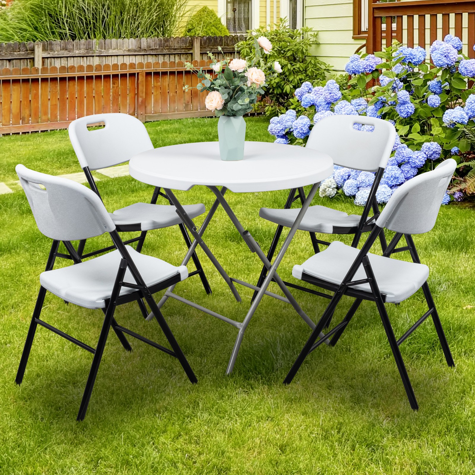 4-20PCS Outdoor Plastic Portable Folding Chair Commercial Steel Frame Seat White