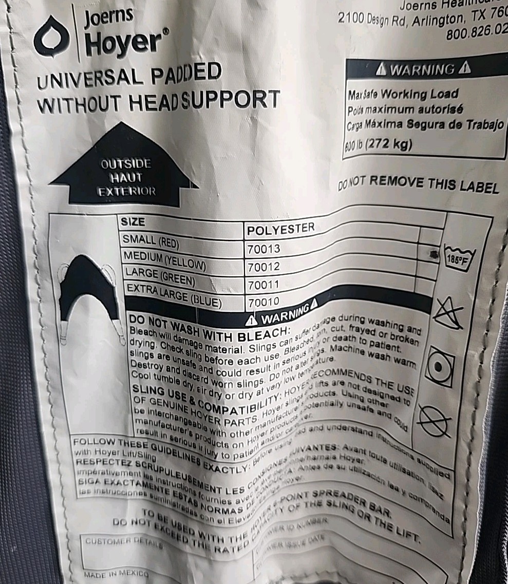 Hoyer Classics Four-Point Universal Padded U-Sling-Medium, Without Head… 70012