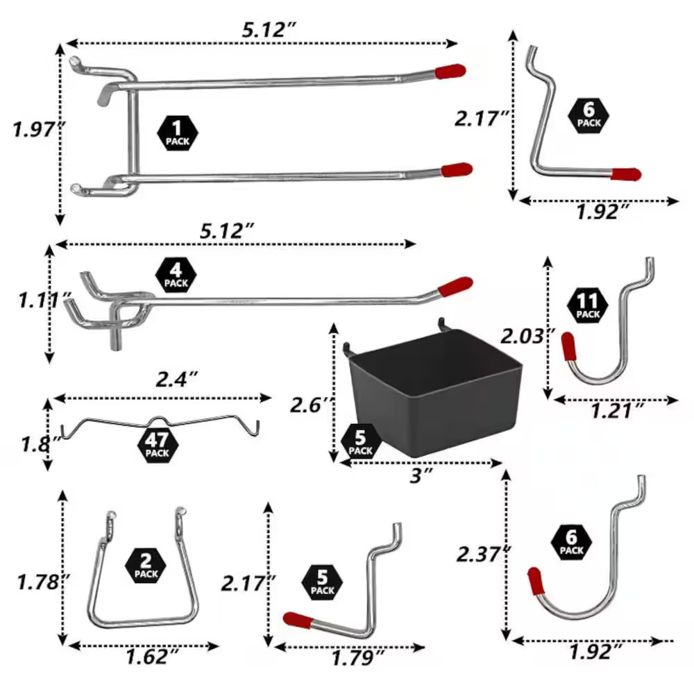 Pegboard Accessory Kit, 114-Piece