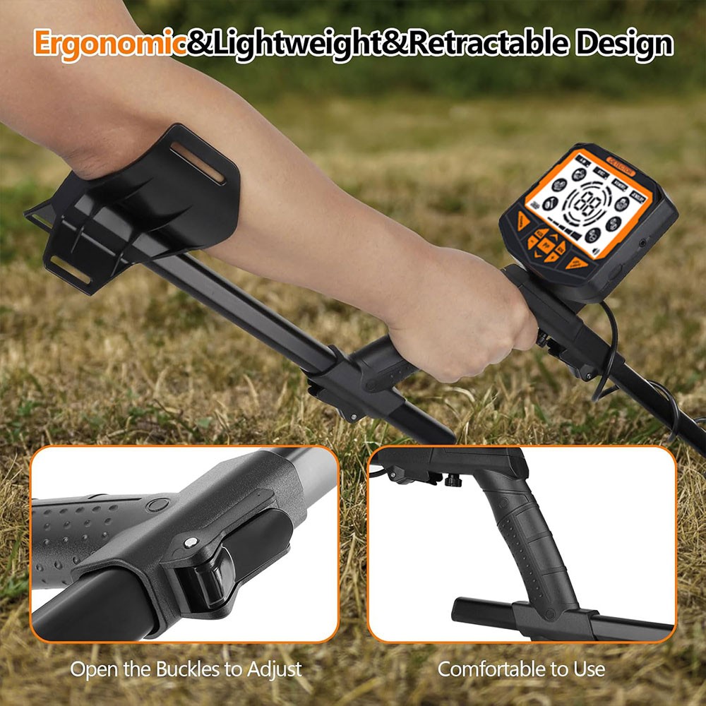 Metal Detector 5.5-5.8KHz 10″Waterproof Coil 4 Modes Jewelry Mode Iron Rejection