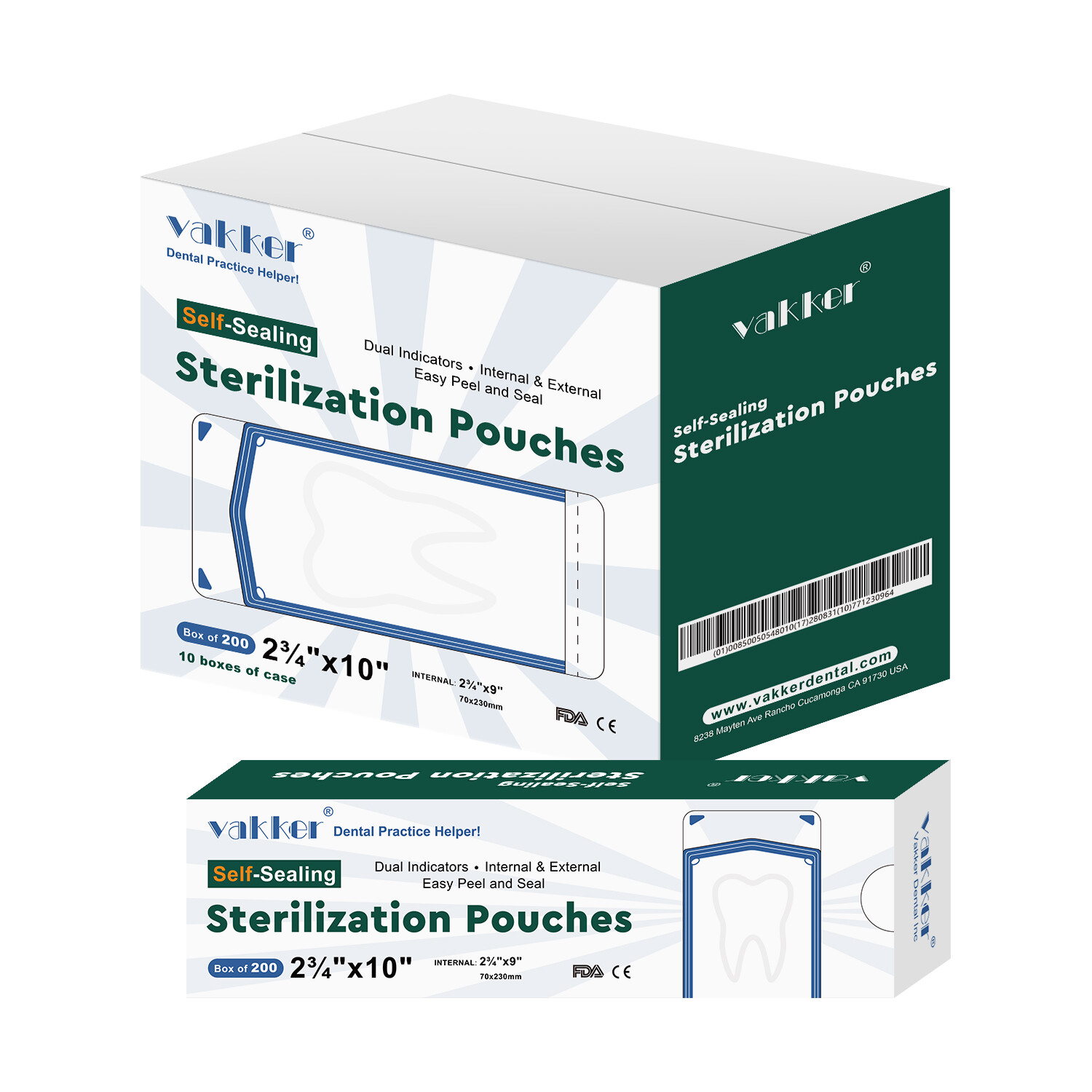 1000pc 2.75″ x 10″ Self Sealing Sterilization Pouches Autoclave, Sterilizer Bag