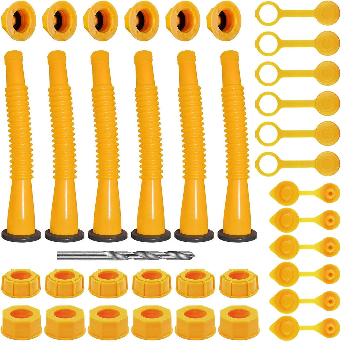 6X Replacement Gas Can Spout Nozzle Vent Kit for Plastic Gas Cans Old Style Cap