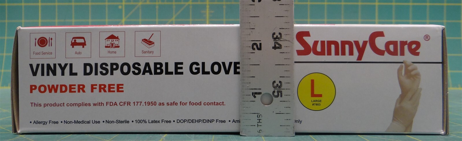 (Case of 10 Boxes) SunnyCare 7803 Powder Free Vinyl Disposable Gloves Size Large