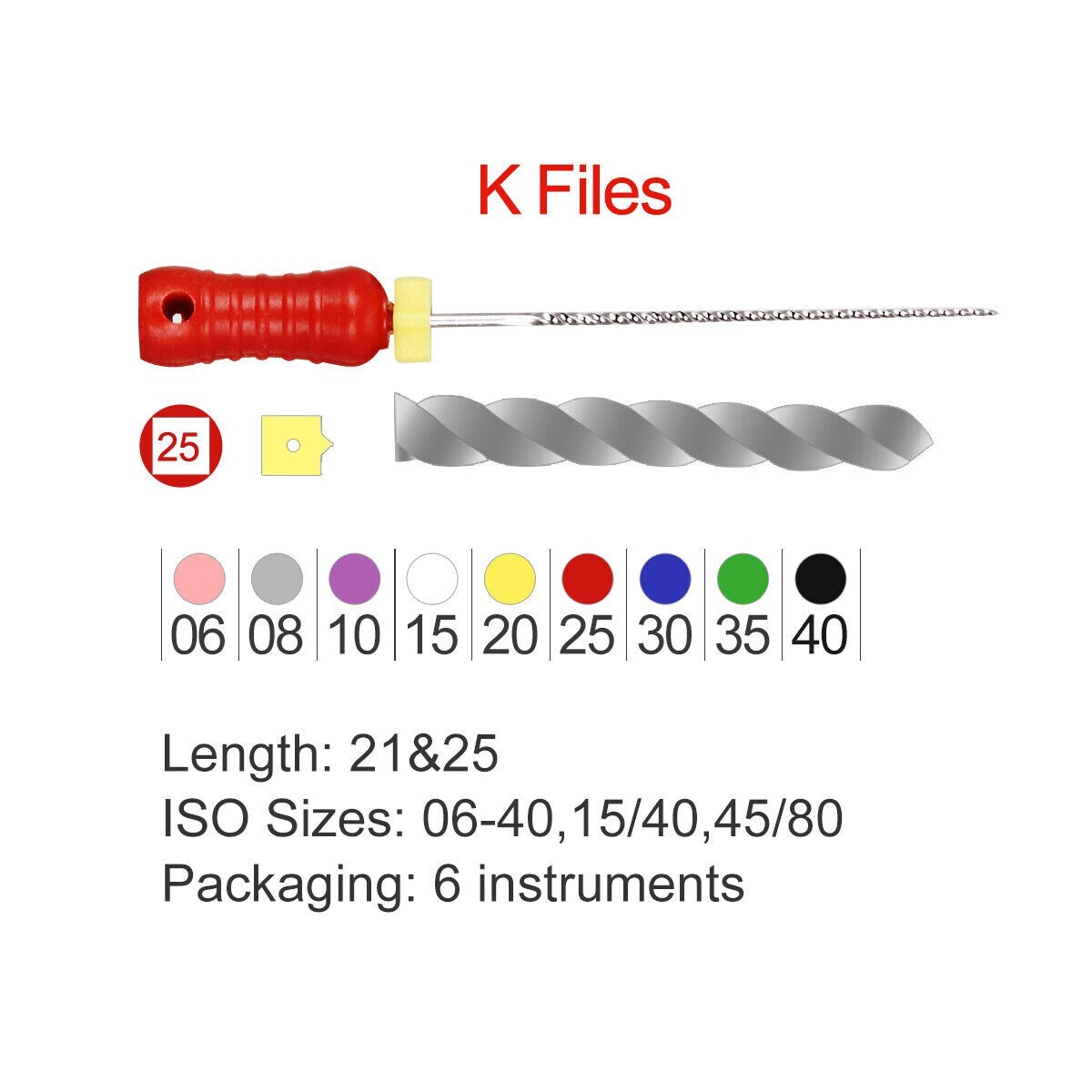 Dental Root Canal Files Hand Use Endodontic C File 21mm 25mm &K Files 21/25/31mm