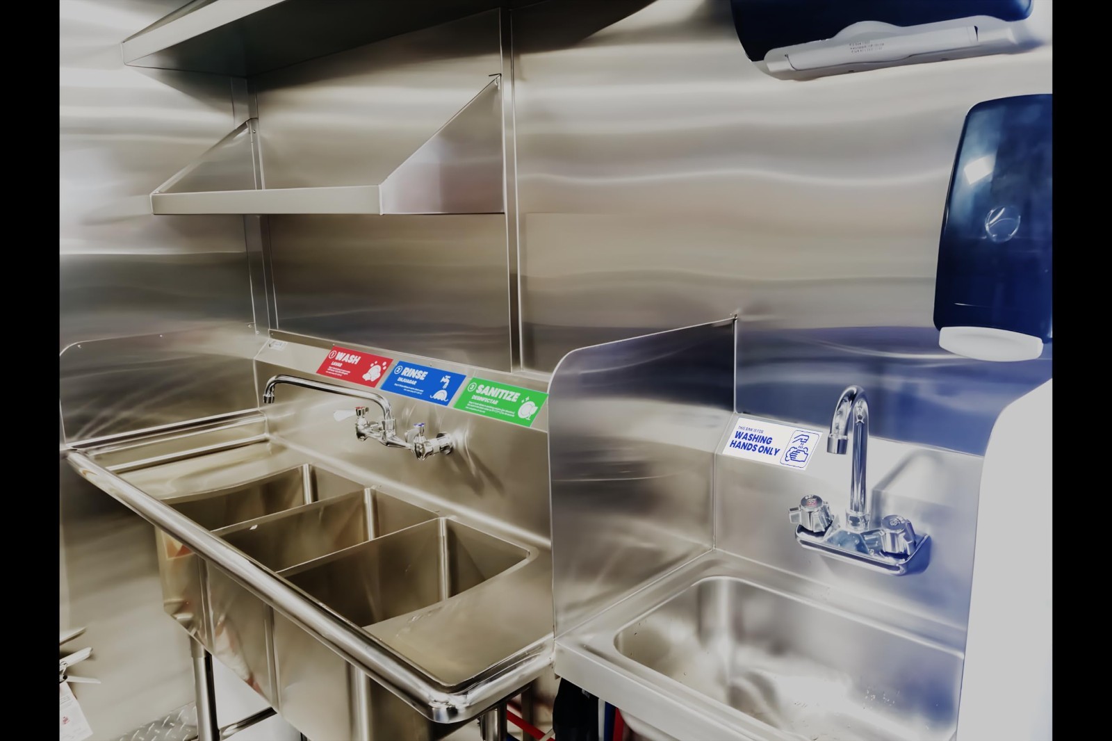 Hand Wash Only Sign – Peel & Stick Label for Commercial Kitchen, Restaurant Use,