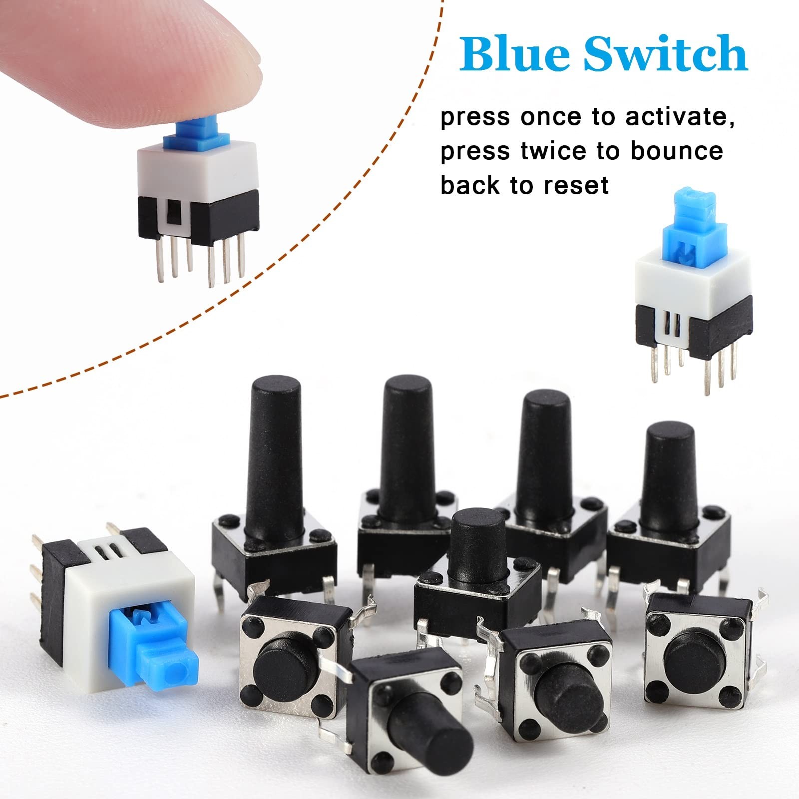 180Pcs Tactile Push Button Switch Assortment Kit, 10 Values 6x6mm 4-Pin Micro…