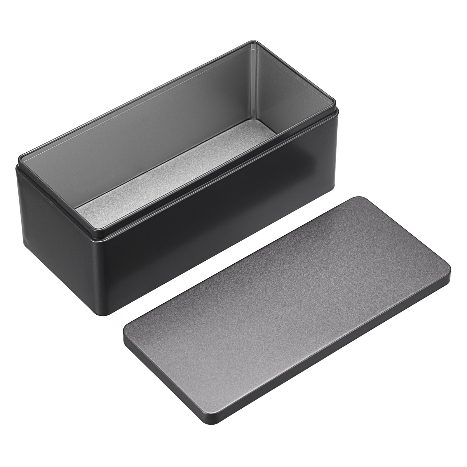 Metal Cash Box Black Money Holder Rectangular Storage Tin 7.3in Organizer