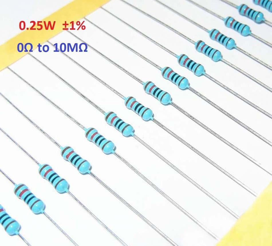 500 PCS 1/4W 0.25W Metal Film Resistor ±1%- Full Range of Values (0Ω to 10MΩ)