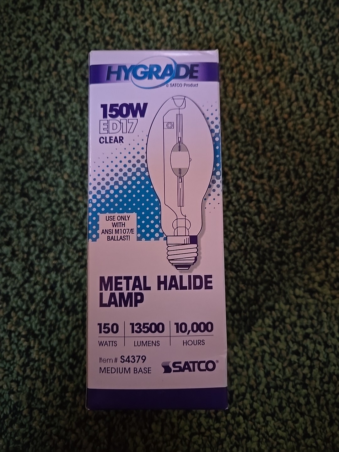 Satco Hygrade 150w ED17 Clear Metal Halide Lamp 13500 lumens 10000 Hours…
