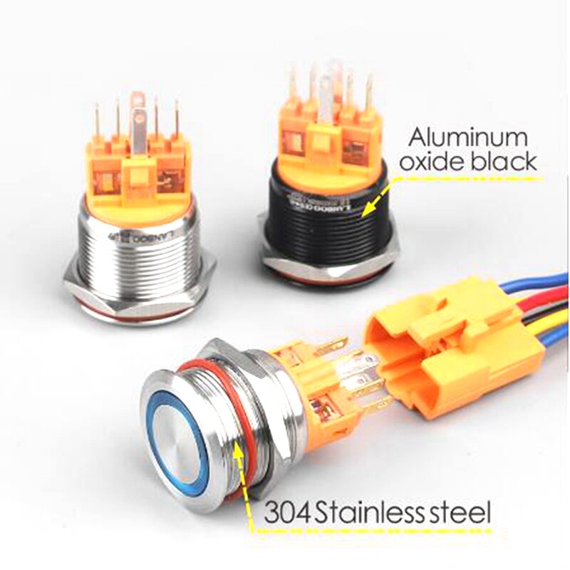 25mm Metal Button Switch buzzer bus power bell push button switch with ring Led