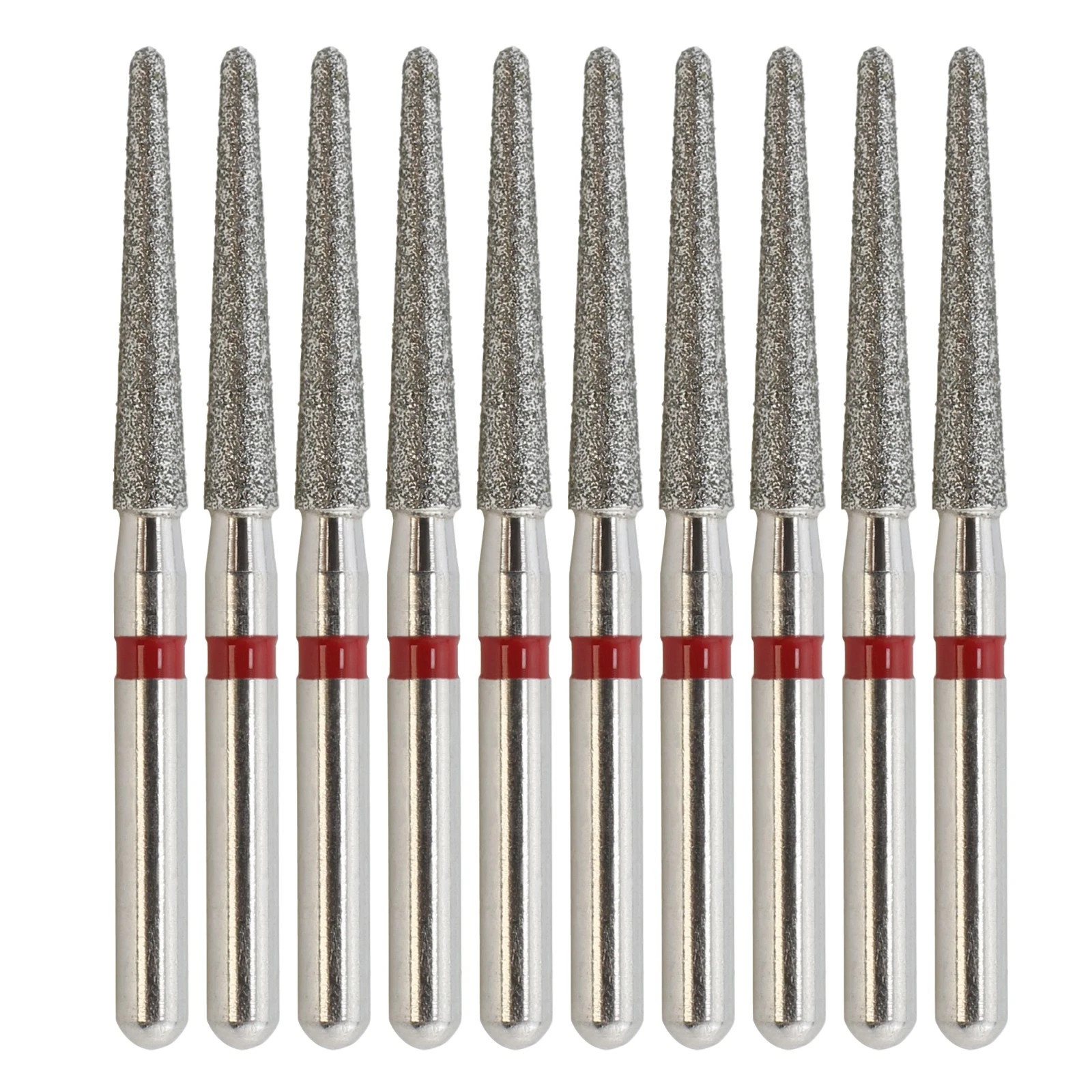 Dental Diamond Bur 850/016F Round End Taper Bur Fine Grit Red High Speed FG