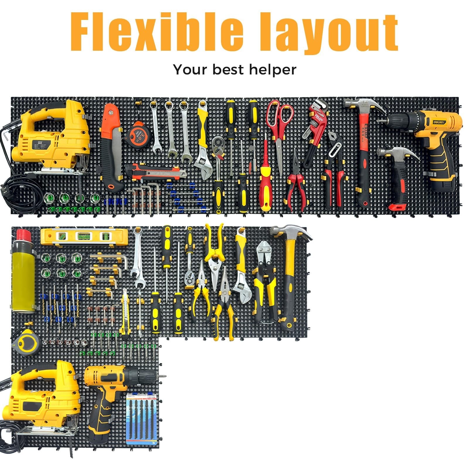 Pegboard Kit: 6 Panels (36x16in, Black) + 200 Hooks & Accessories, Heavy Duty…