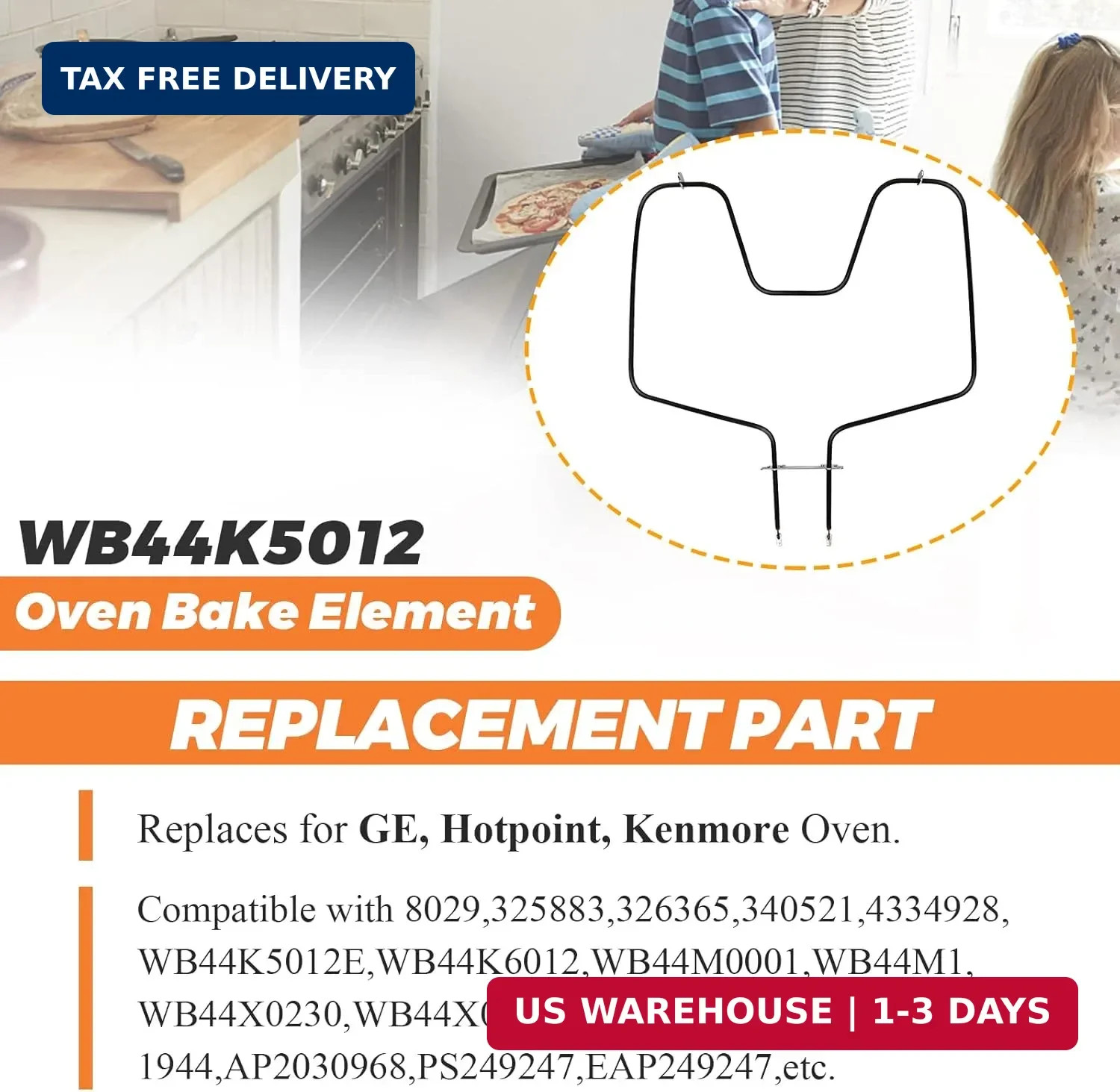 Bake Element WB44K5012 Heating Element Replacement RANGE BAKE ELEMENT wb44k5012