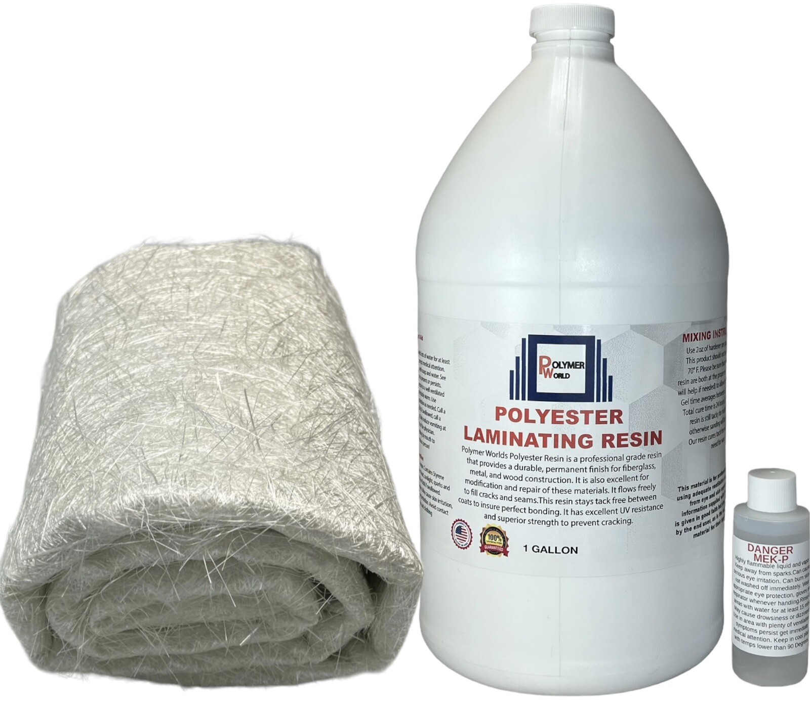 Fiberglass Repair Kit 1 Gal of Polyester Resin 1.5x50x5 Yard Chopped Strand Mat