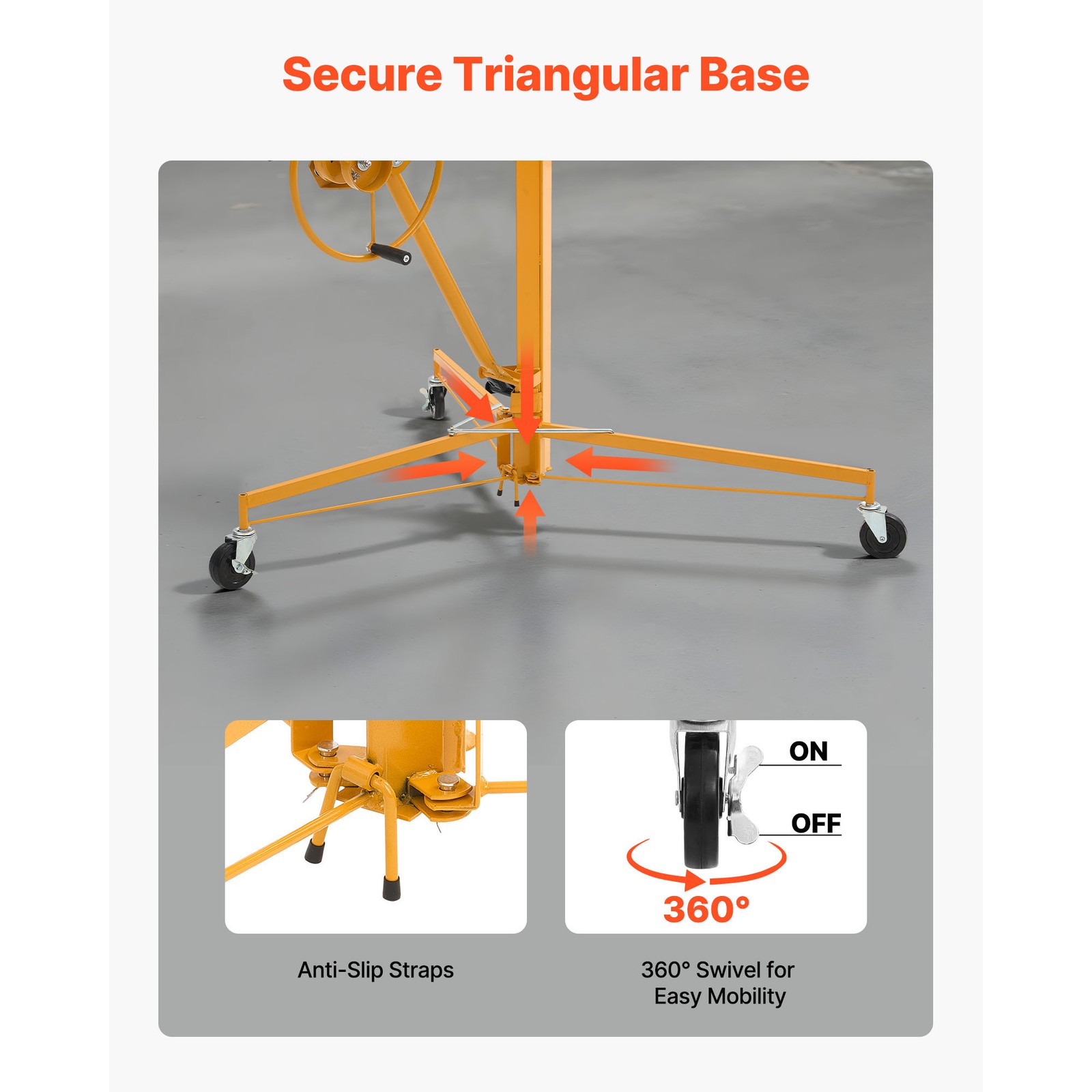 Uimoso 11Ft Drywall Lifter Sheetrock Hoist Lift Adjustable arm & Lockable Wheels