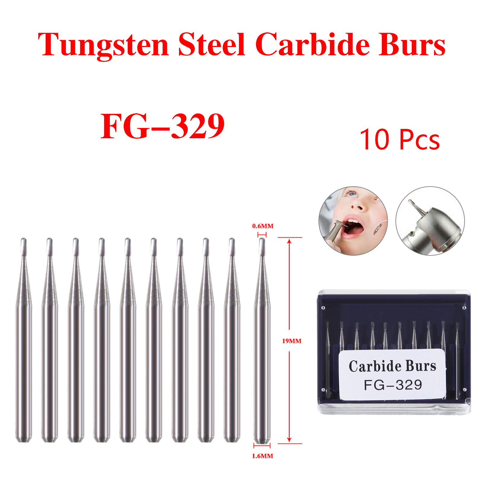 Dental Carbide Burs Pear-Shaped Type for High Speed Tungsten Steel Bur FG329 ty