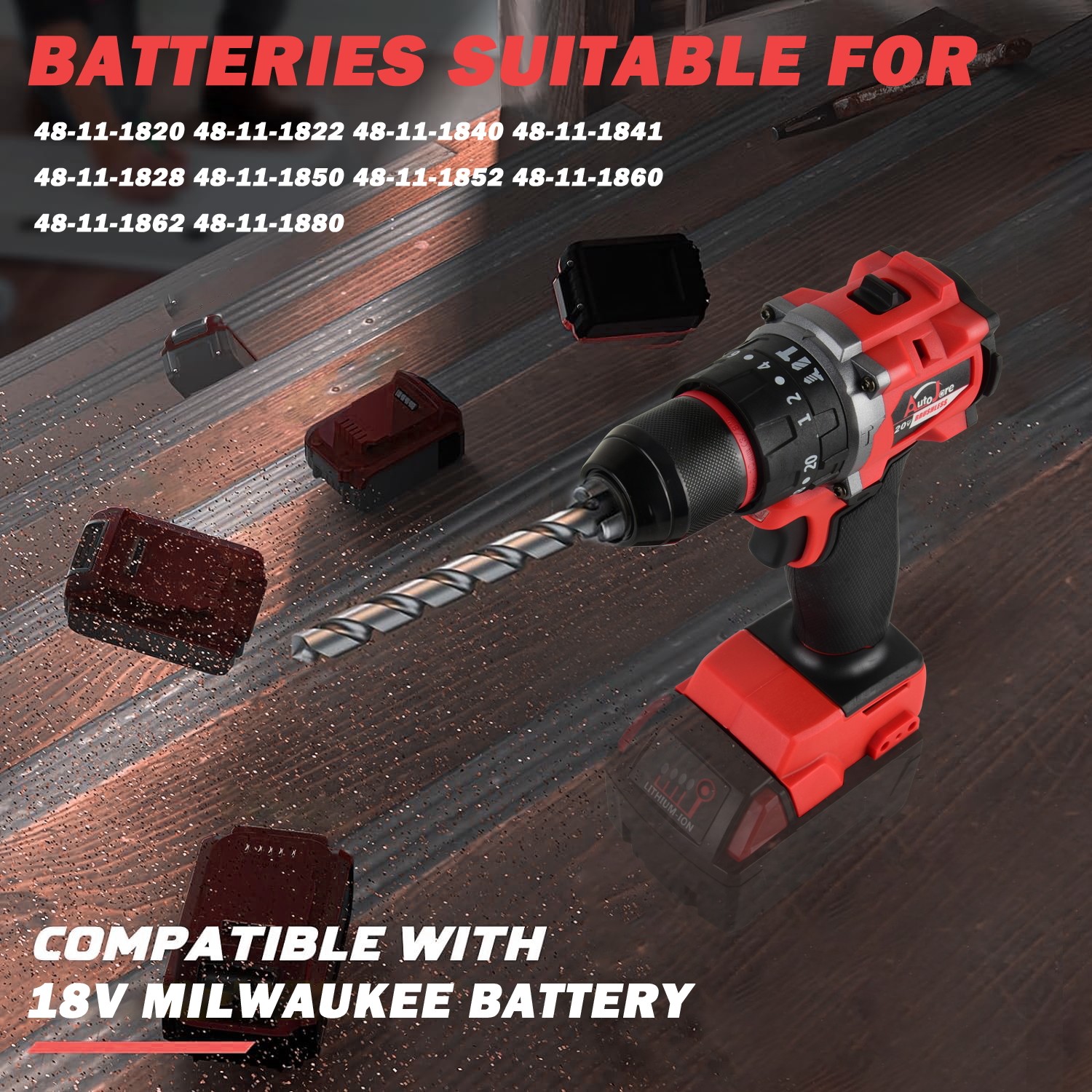 For Milwaukee 18V Battery Brushless Cordless Impact Hammer Drill Screwdriver