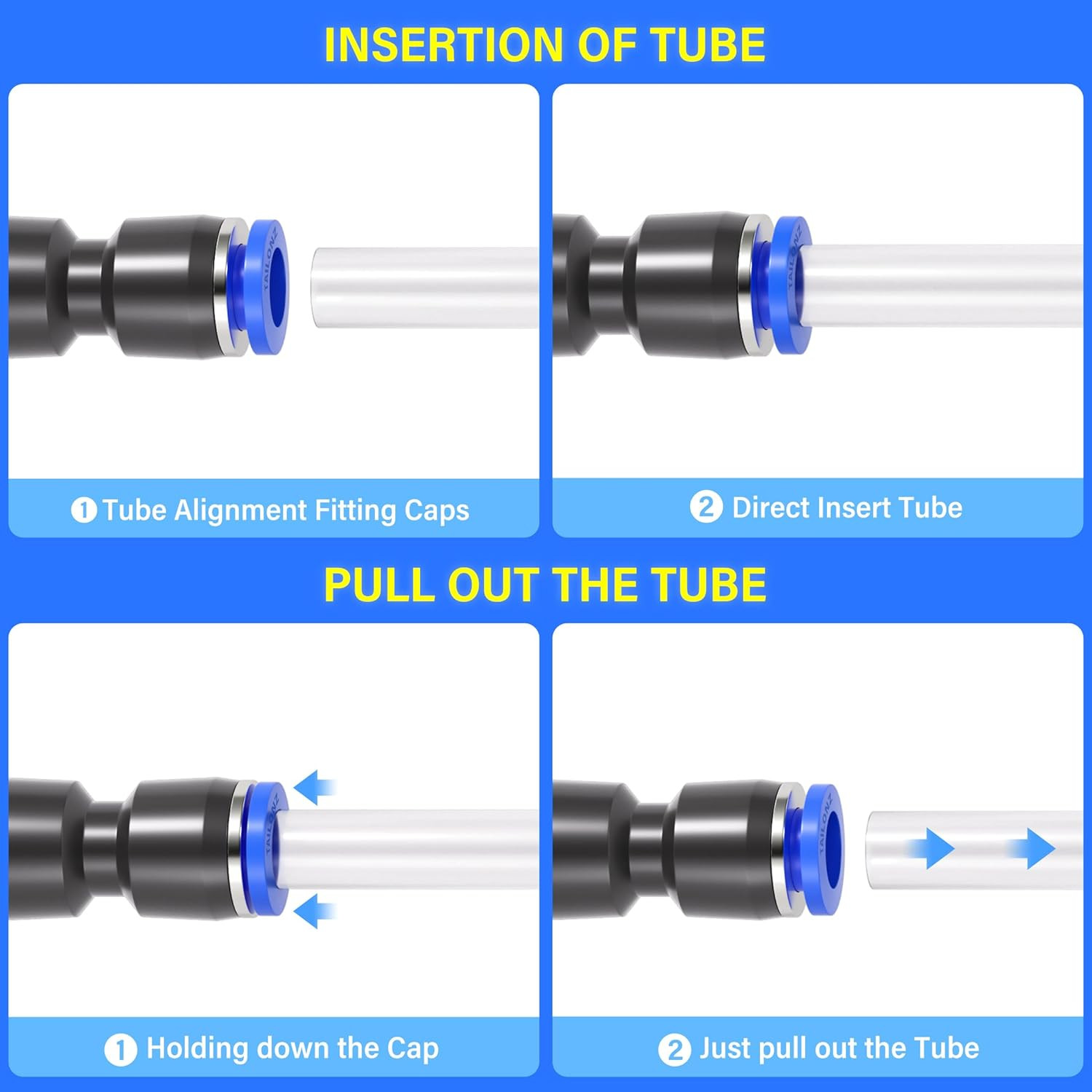 60 Pack Pneumatic Push Connect Air Fittings Set 1/8″ to 1/2″ Tube Quick Fit