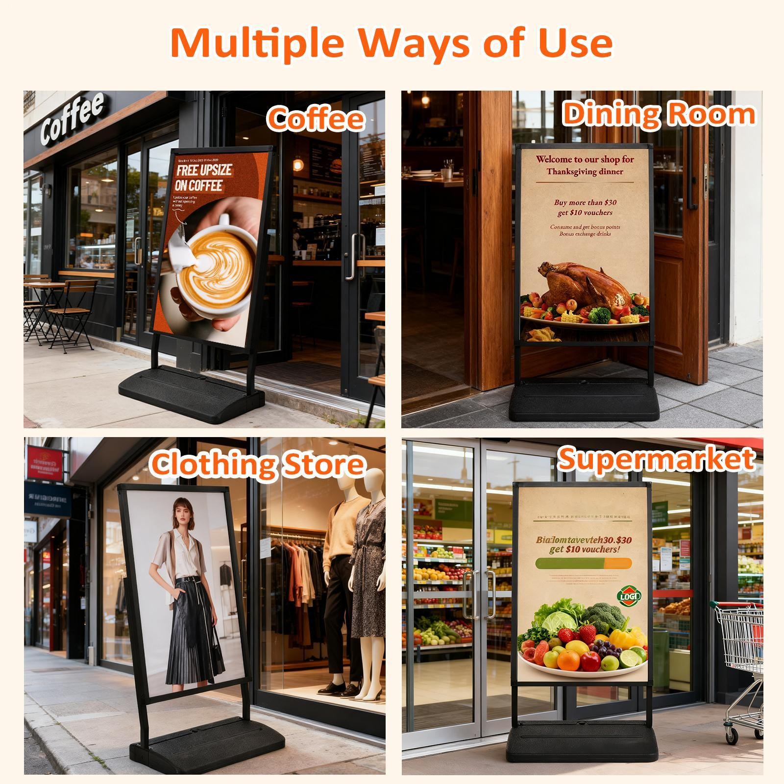 24″x36″Heavy-Duty Double-Sided Floor Standing Sign Holder Outdoor/Indoor Display