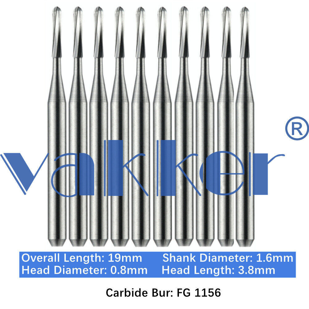 10/Pack Dental Tungsten Carbide Friction Grip Long Carbide Burs 21mm High Speed