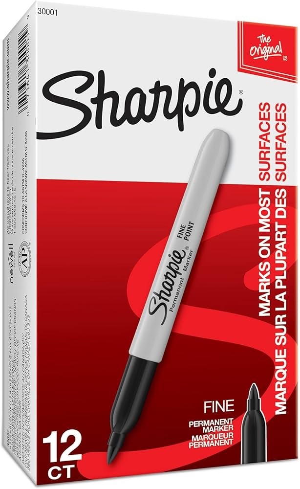 Sharpie 30001 Fine Tip Permanent Markers, Black – 12 Count (Pack of 1)