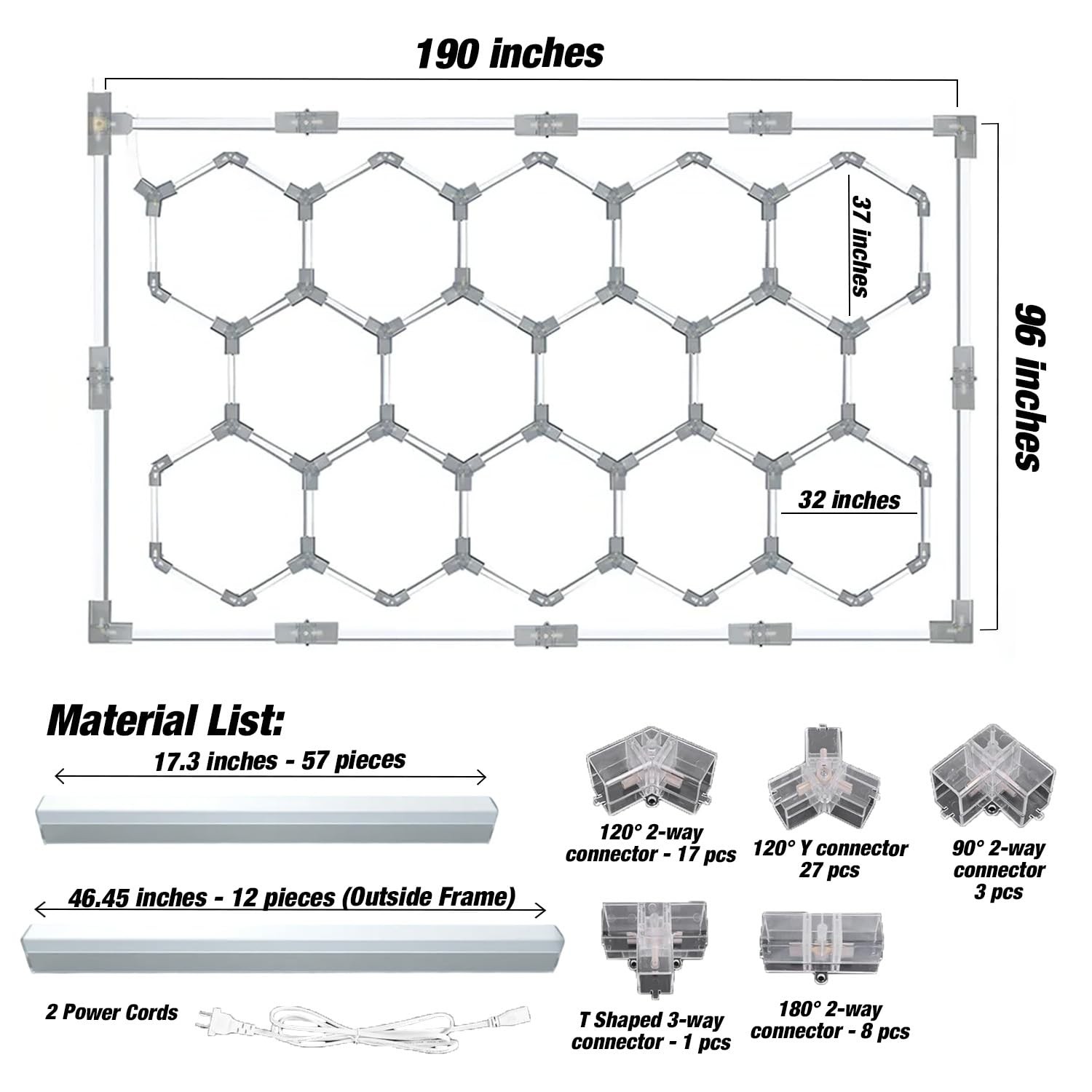LAUCO Hexagon LED Garage Ceiling Light, 720W 86,400 Lumens, 6500K Daylight