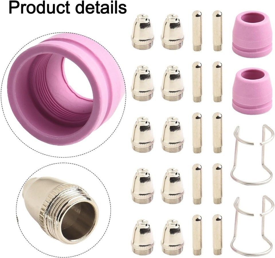 24pcs Plasma Cutter Torch Consumables Tip Kit for SG-55 AG-60 WSD-60 CUT50 60Amp