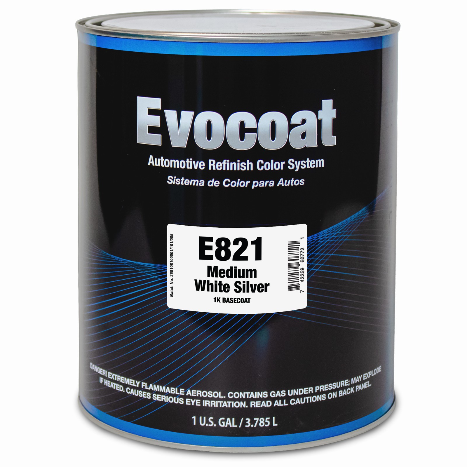 Evocoat 1K Base Coat E821 Medium White Silver , GAL (Compatible With PC-1821