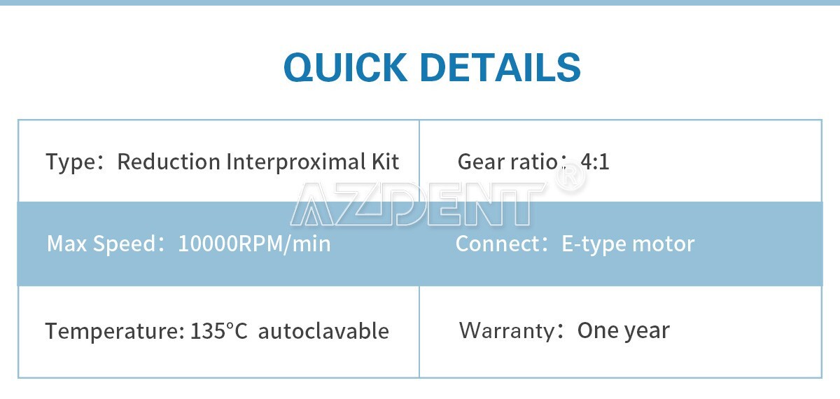 AZDENT Dental 4:1 Reduction IPR Contra Angle Handpiece Interproximal Strips Kit