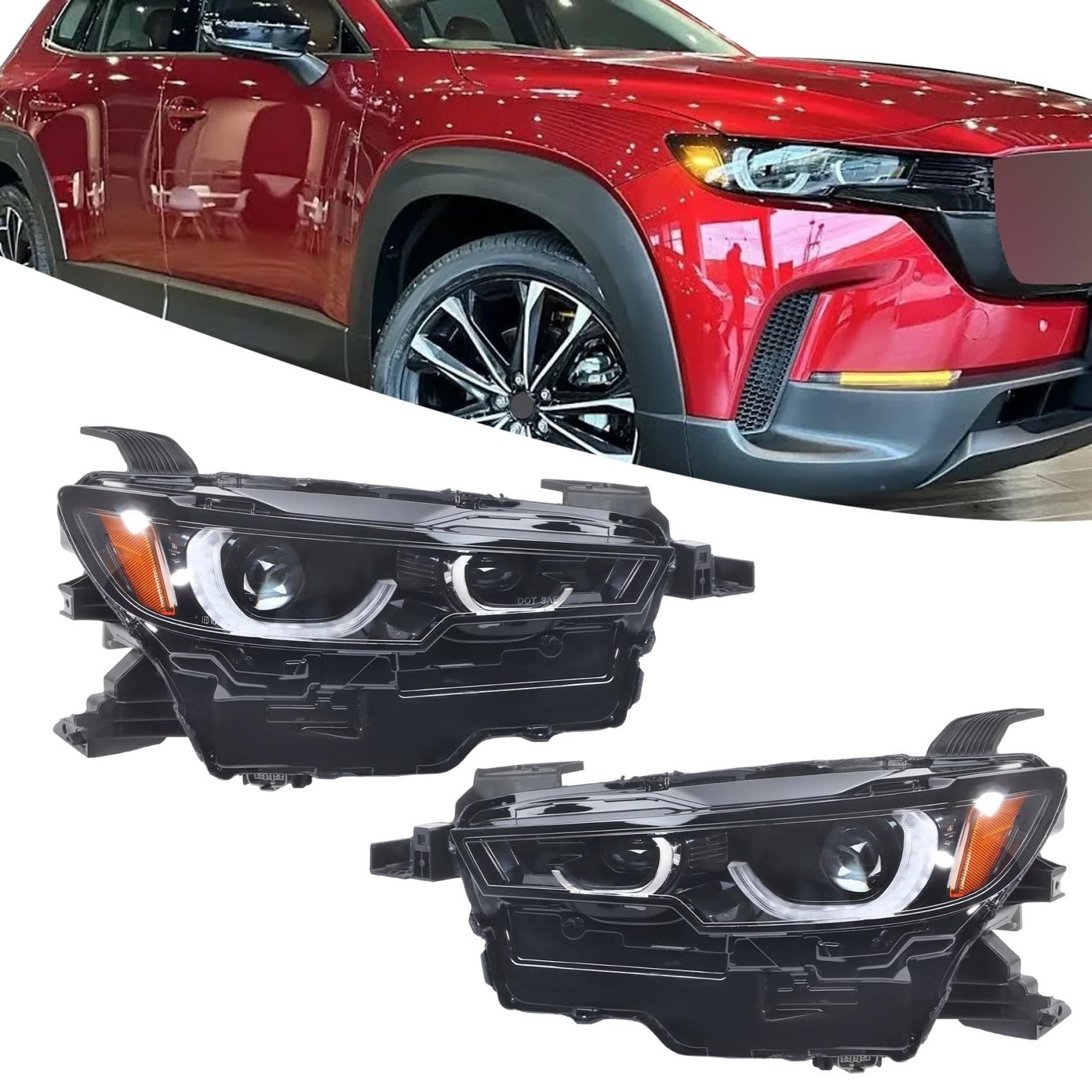 Headlights Assembly Pair CX-50 2023-2024 Black Housing w/DRL AFS