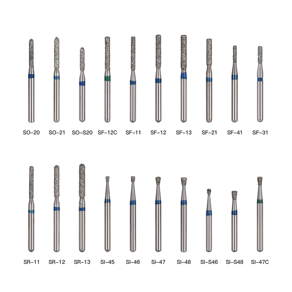 100pcs Dental Diamond Burs For High Speed Handpiece Medium Friction Grip 1.6mm