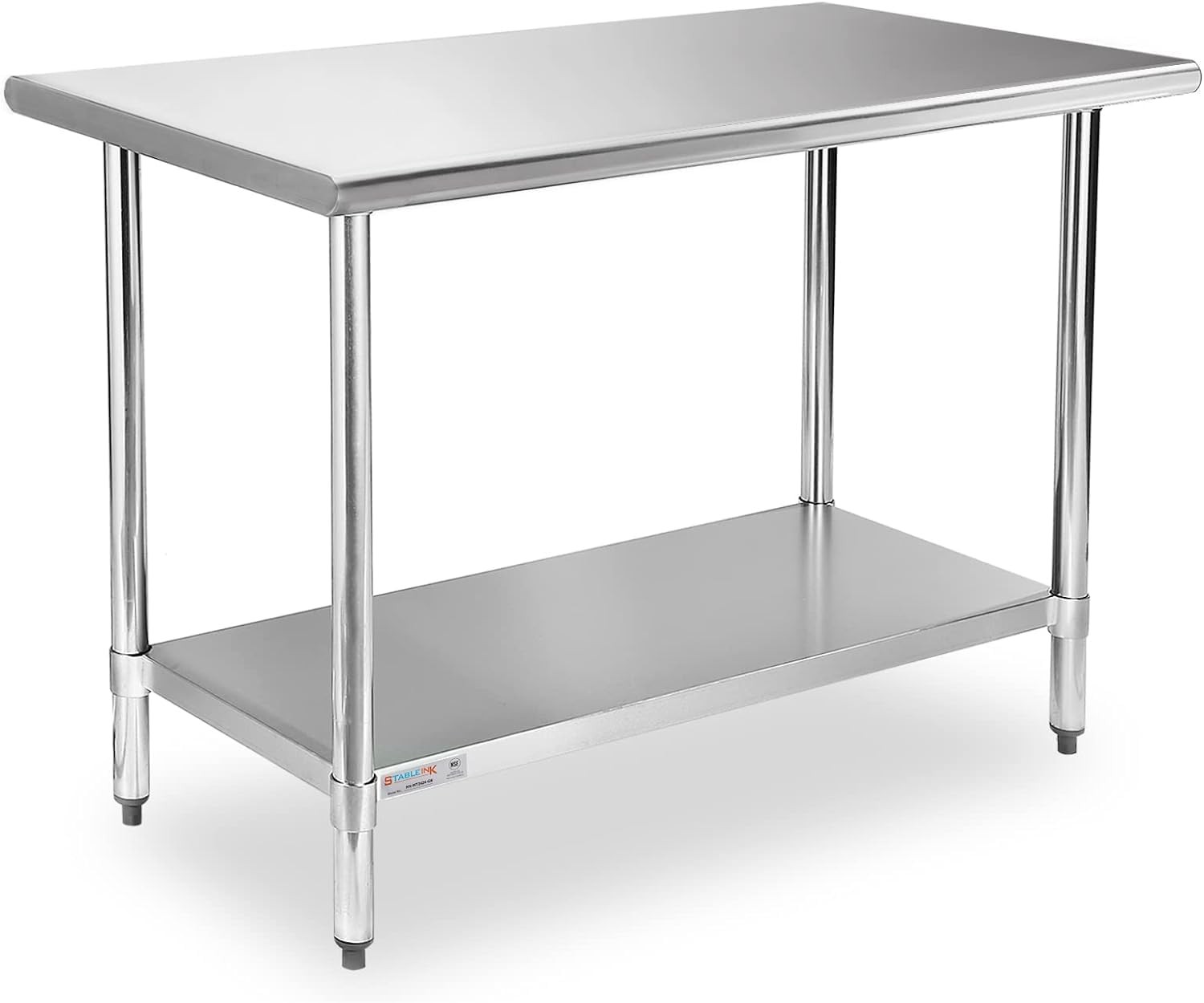 STABLEINK NSF Stainless Steel Prep Table 48 x 24 Inches Metal Work Table with Ad