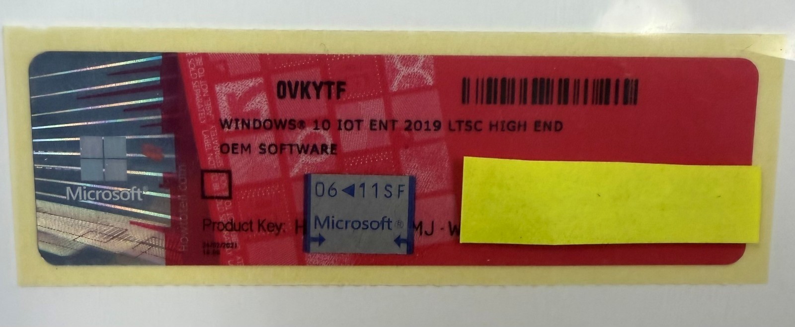 Microsoft Windows 10 IOT Enterprise LTSC 2019 High End COA label with Activation