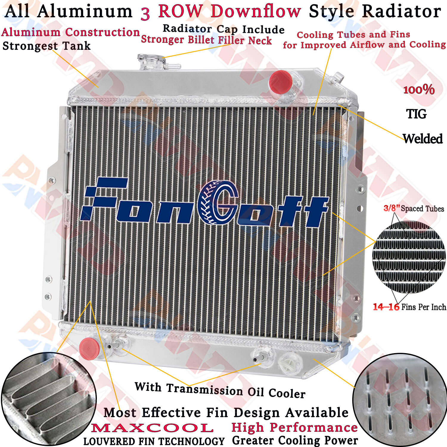 2146090H10 3 Row Aluminum Radiator For 1988-1992 Nissan H20 Forklift A10-A25 AT