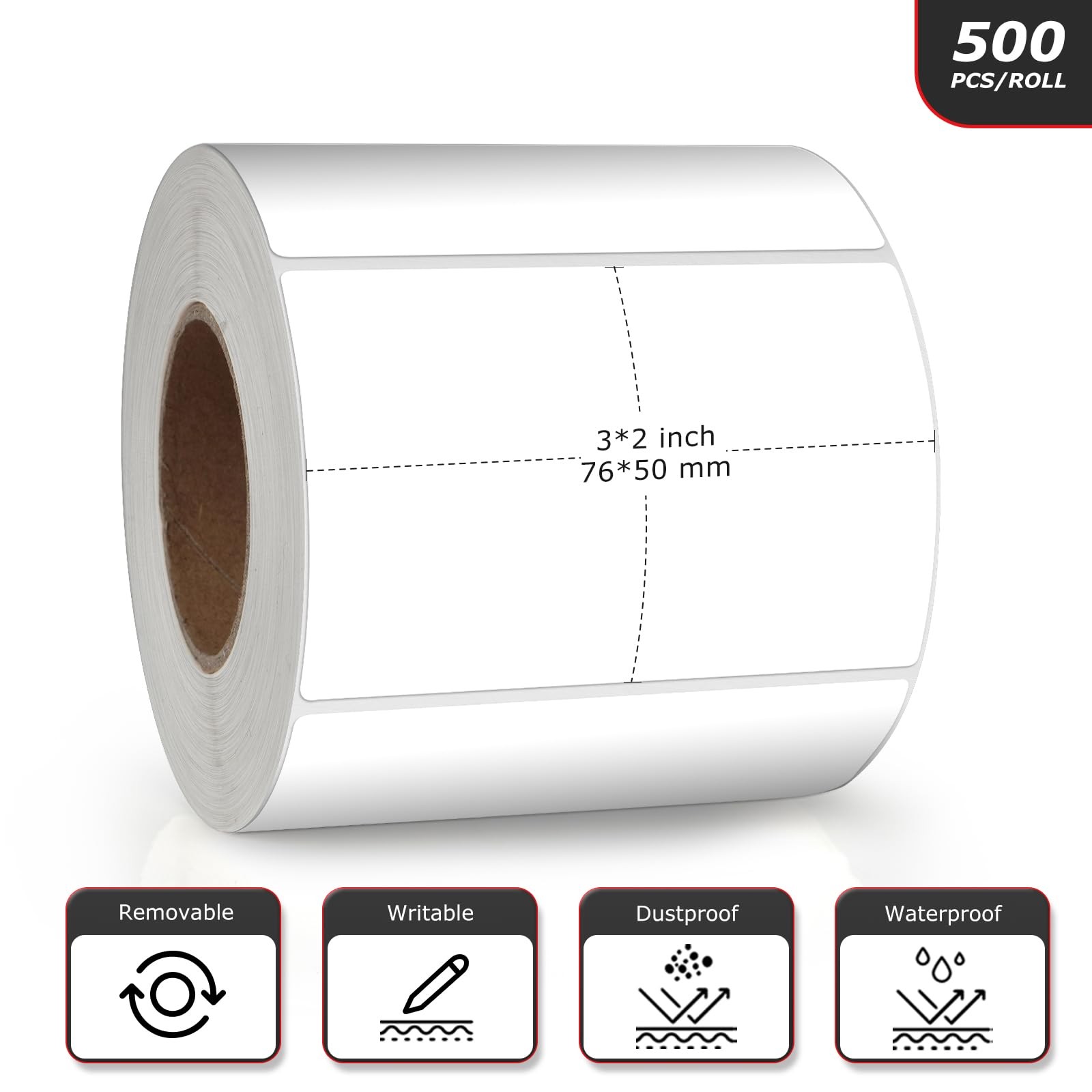 Meitaat White Rectangle Stickers 3 x 2 Inch Color Coding 4 x 2 Inch,