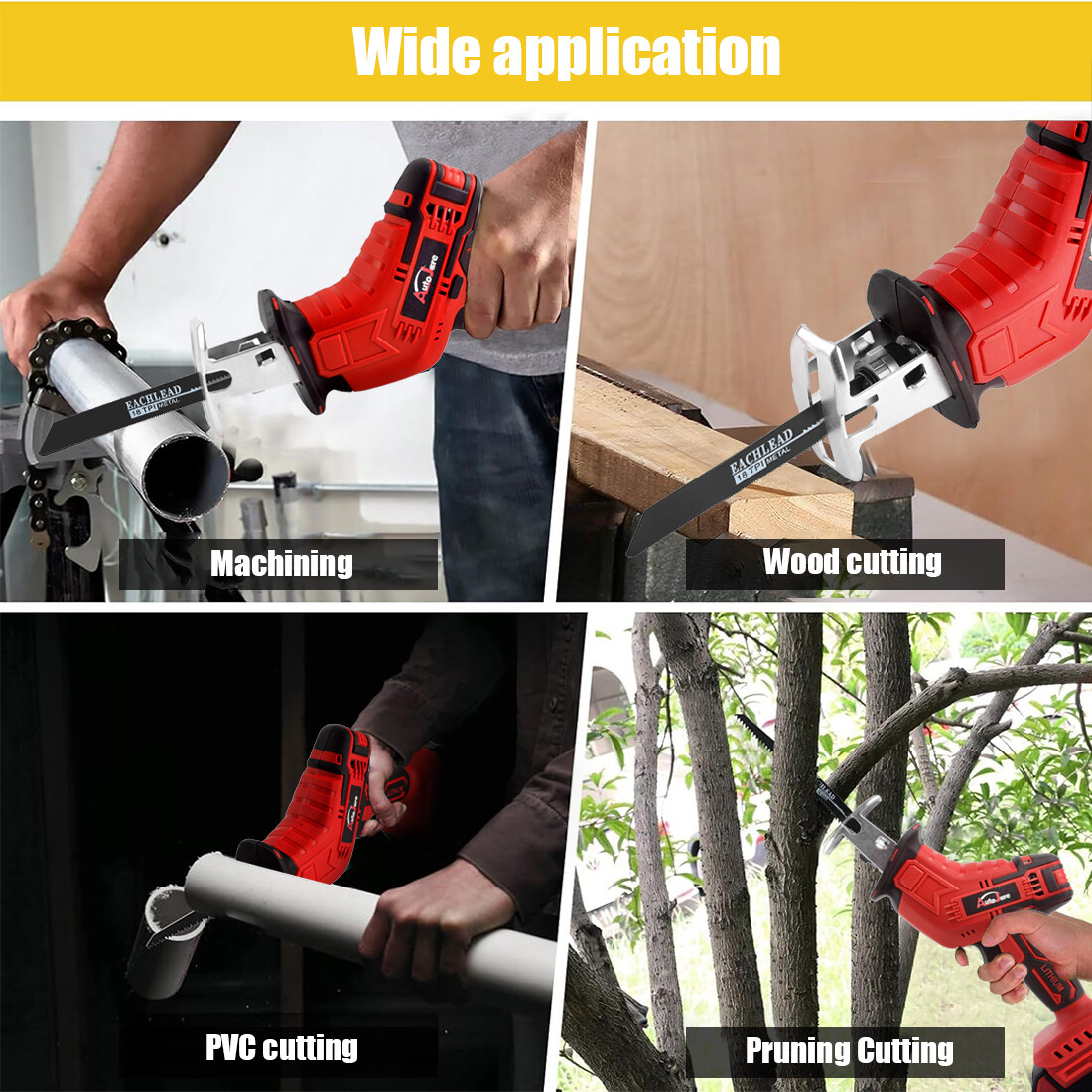 18V Brushless Cordless Reciprocating Saw 4-Blades for Milwaukee M-18 Battery