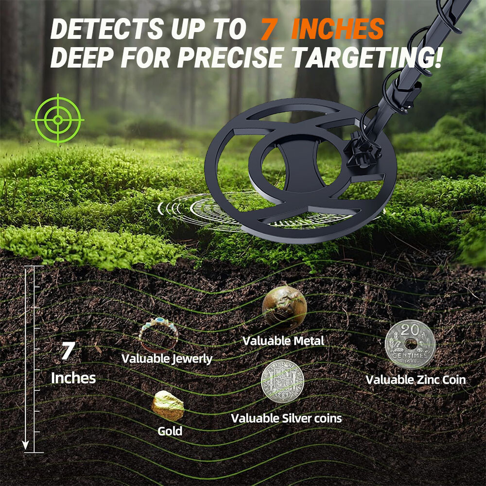 Advanced Metal Detector – 5.8KHz,DISC Range,Ideal for Gold & Silver Hunting