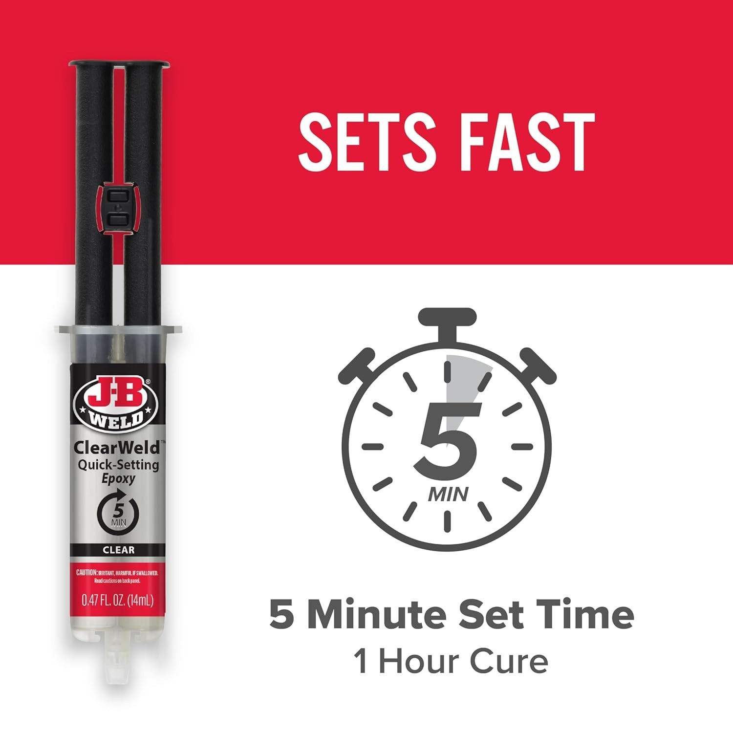 ClearWeld 5 Minute Epoxy, Clear, 14ml w/Static Mixer, 50114H