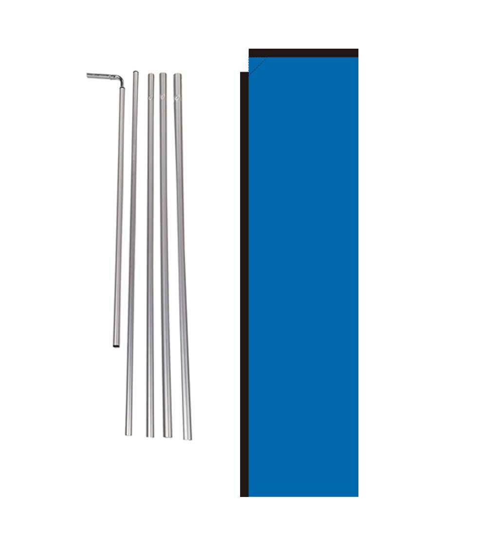 Solid Marina Blue 15′ Advertising Rectangle Feather Banner Flag w/ pole+spike