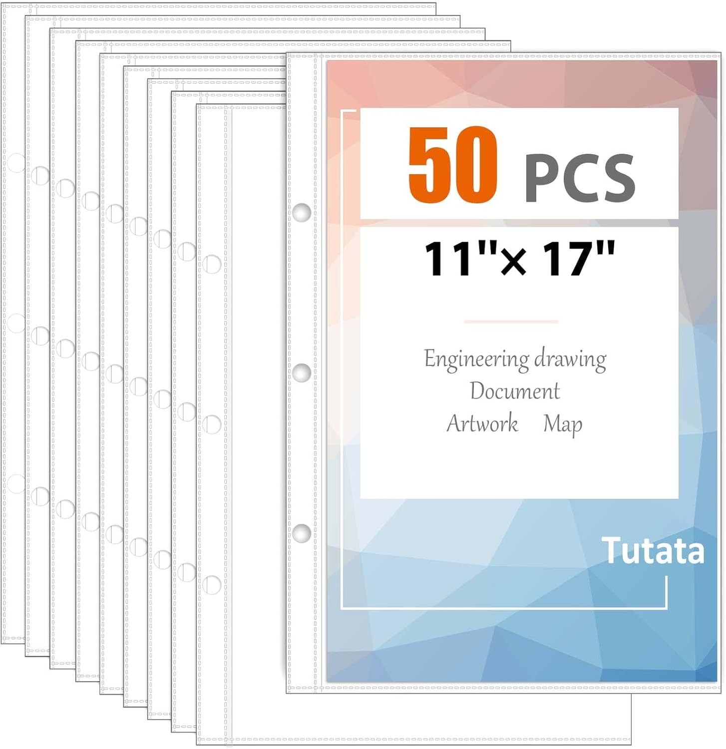 Page Protector for 11×17 Paper, 50 Pack, Tabloid Size Sheet Protectors, 11×17…