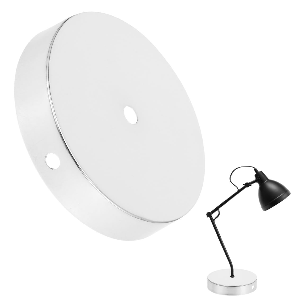 Table Lamp Base Round Metal Stand With Wire PassThrough Flat Bottom DIY