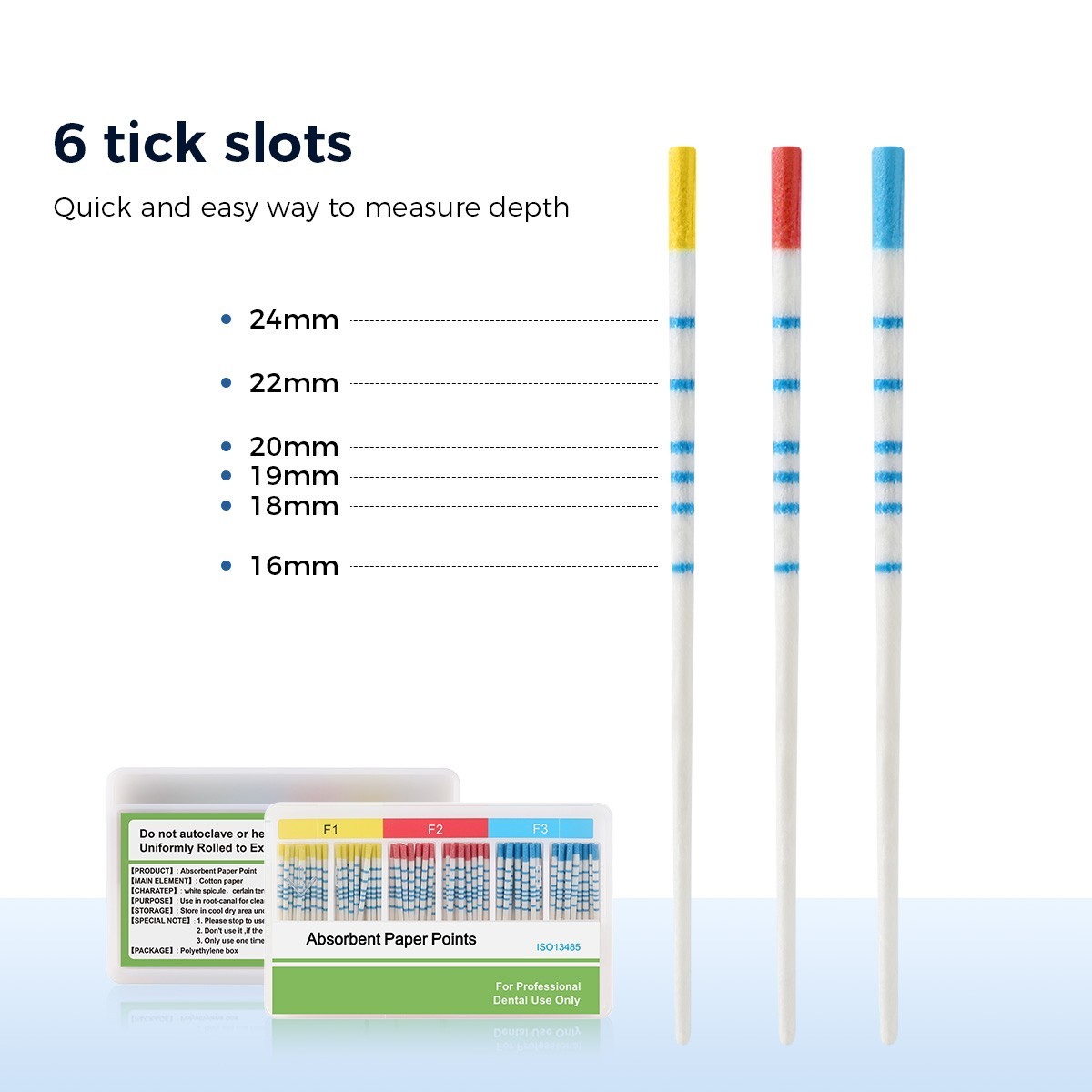 Dental Endodontic Absorbent Paper Points F1.F2.F3 with Scale Taper 100Pcs/Kit