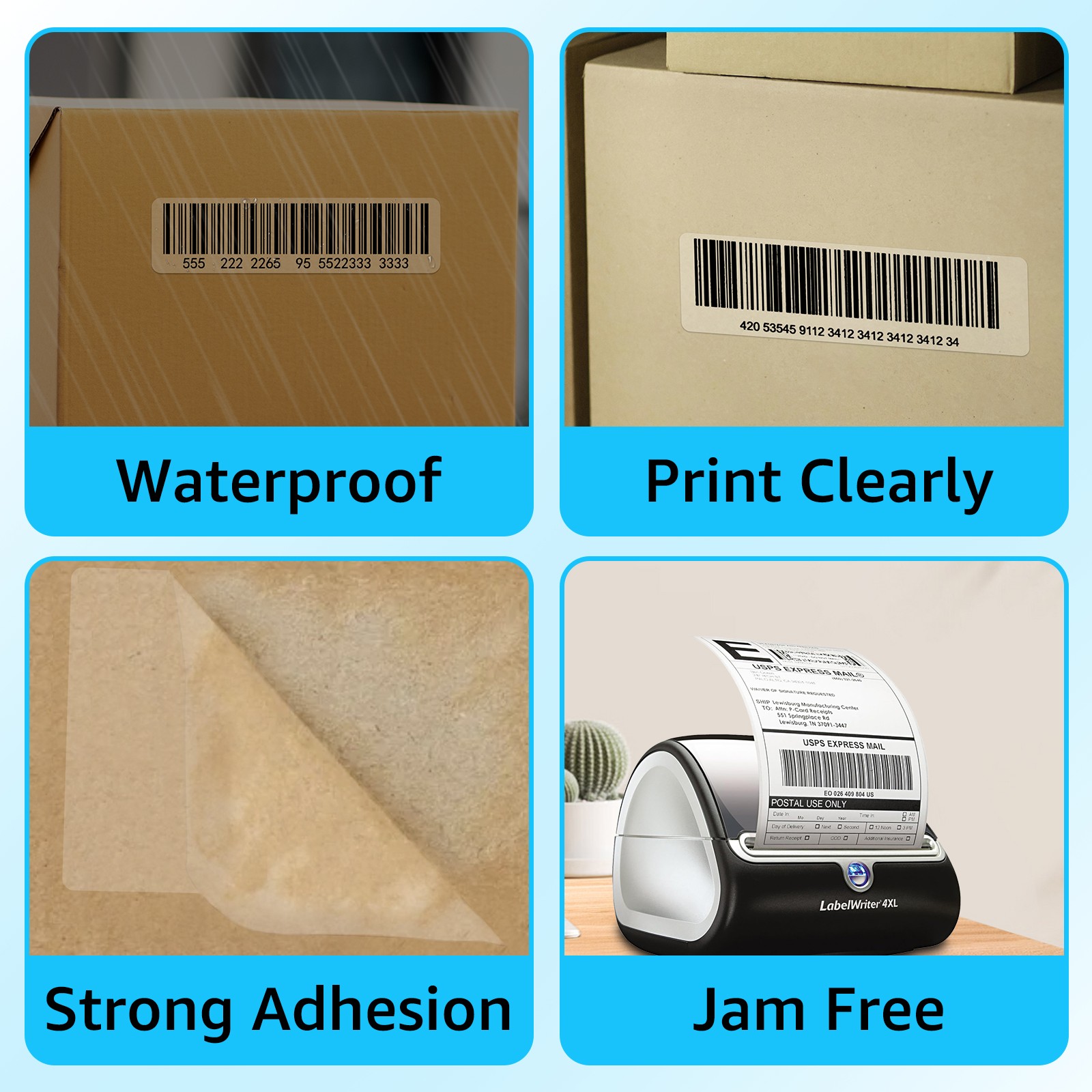 130/Roll Clear Address Labels 1-1/8″x3-1/2″ for Dymo 30254 LabelWriter 450 Duo