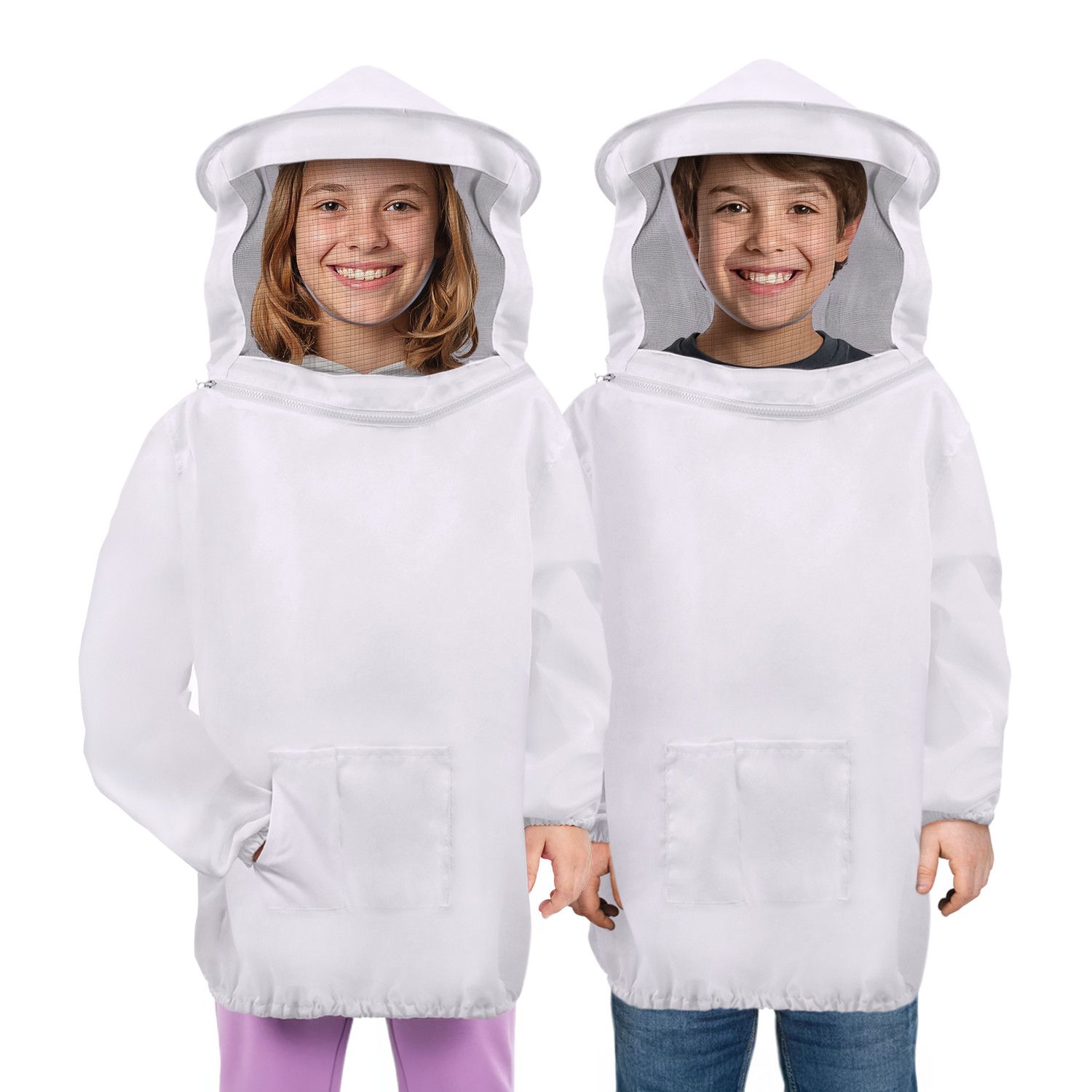 Beekeeping Jacket – White Bee Keeper Suit for Men & Women with Veil, Kid Medium