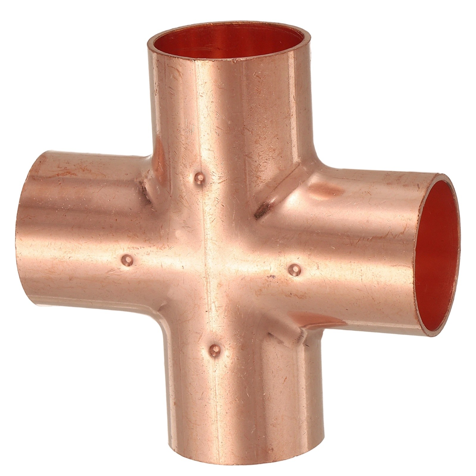 1″(25.4mm) Copper Cross Way Welding Copper End Feed Equal Pipe Connector