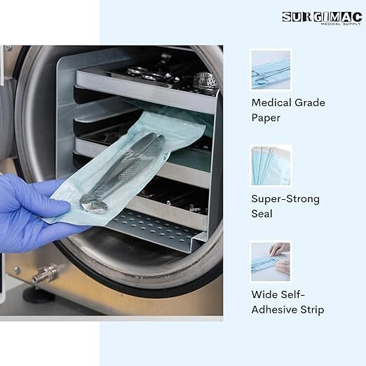 3.5″ x 5.25″ Self Sterilization Pouches for Dental Offices, Autoclave Sterili…