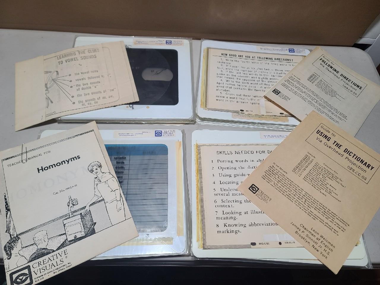 1967 Creative Visuals Overhead Projections -Vowels, Using Dictionary, Homonyms++