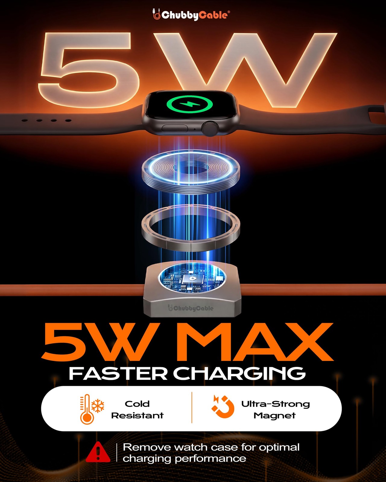 Solo-Flex 2-in-1 USB-C Cable with Apple Watch Charger, Built-in 5W Magnetic C…